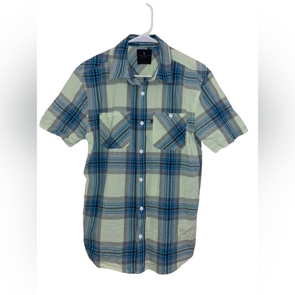 Junk Food Mens Grove Short‎ Sleeve Button-Down Shirt Top Small Plaid - Picture 1 of 11